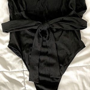 Black low back body suit